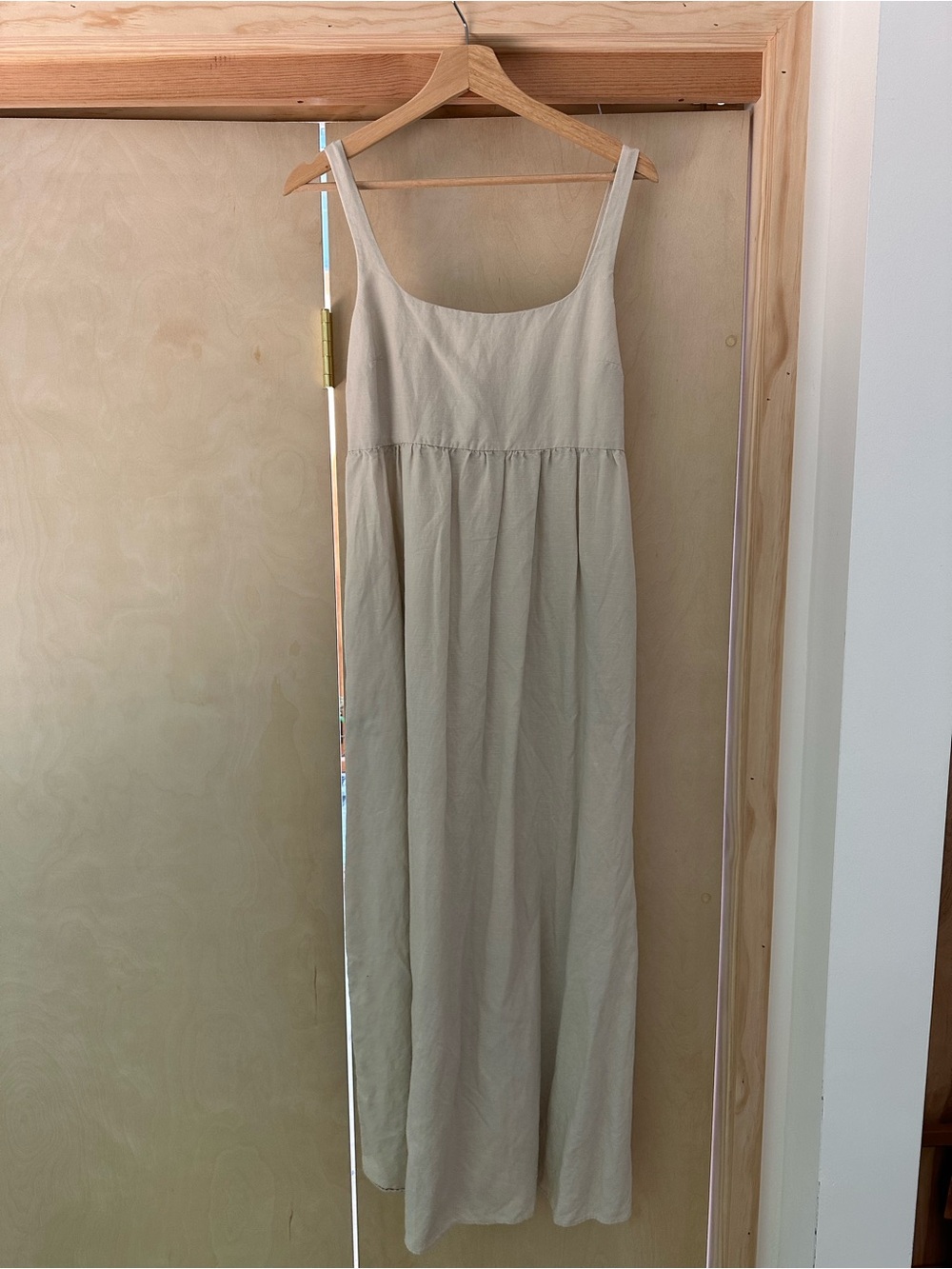 Zara Cream Sleeveless Square-Neck Maxi Dress